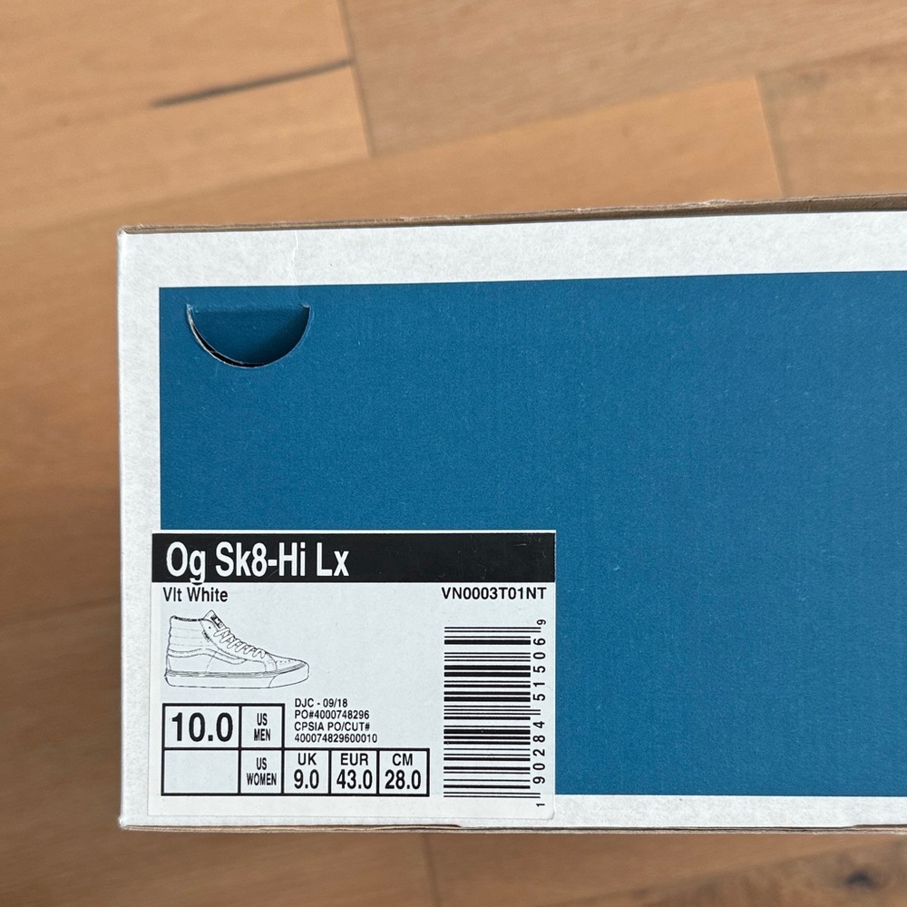 NIB Vans Vault Sk8-Hi Lx White Leather Shoes Sz 10 - Picture 2 of 7